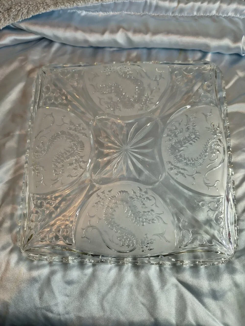 Vintage Art Deco Barolac Crystal Dragon Platter